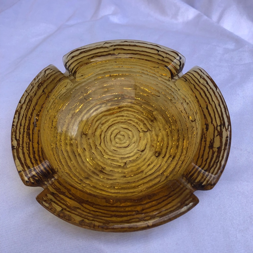 Vintage 1970’s Anchor Hocking Amber Glass Ashtray